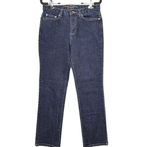 Lauren Jeans Co Premium Jeans Women Size 2P Dark Wash Denim Classic Straight Leg